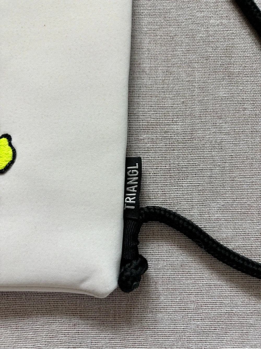triangl swimwear White Drawstring Backpack Bag with Neon Floral 3D Embroidery